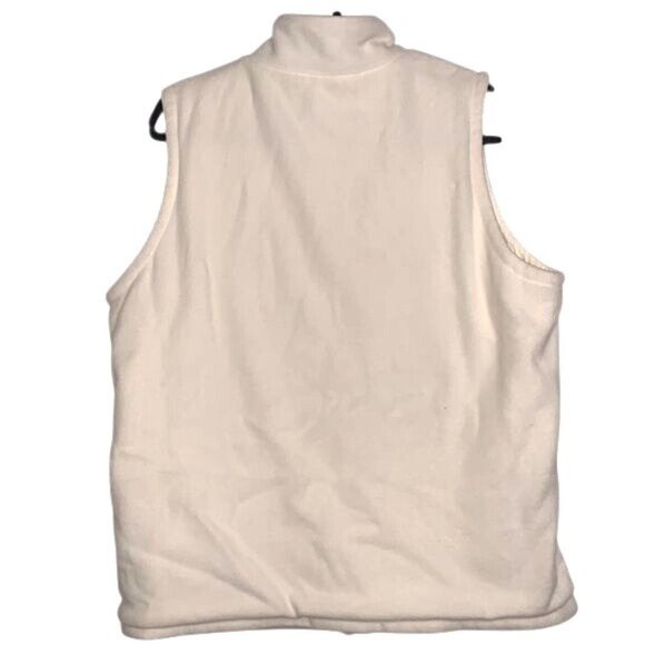 Womens White Lands End Fleece Zip-Up Vest Size L Warm & Soft Polyester Blend - Picture 9 of 11
